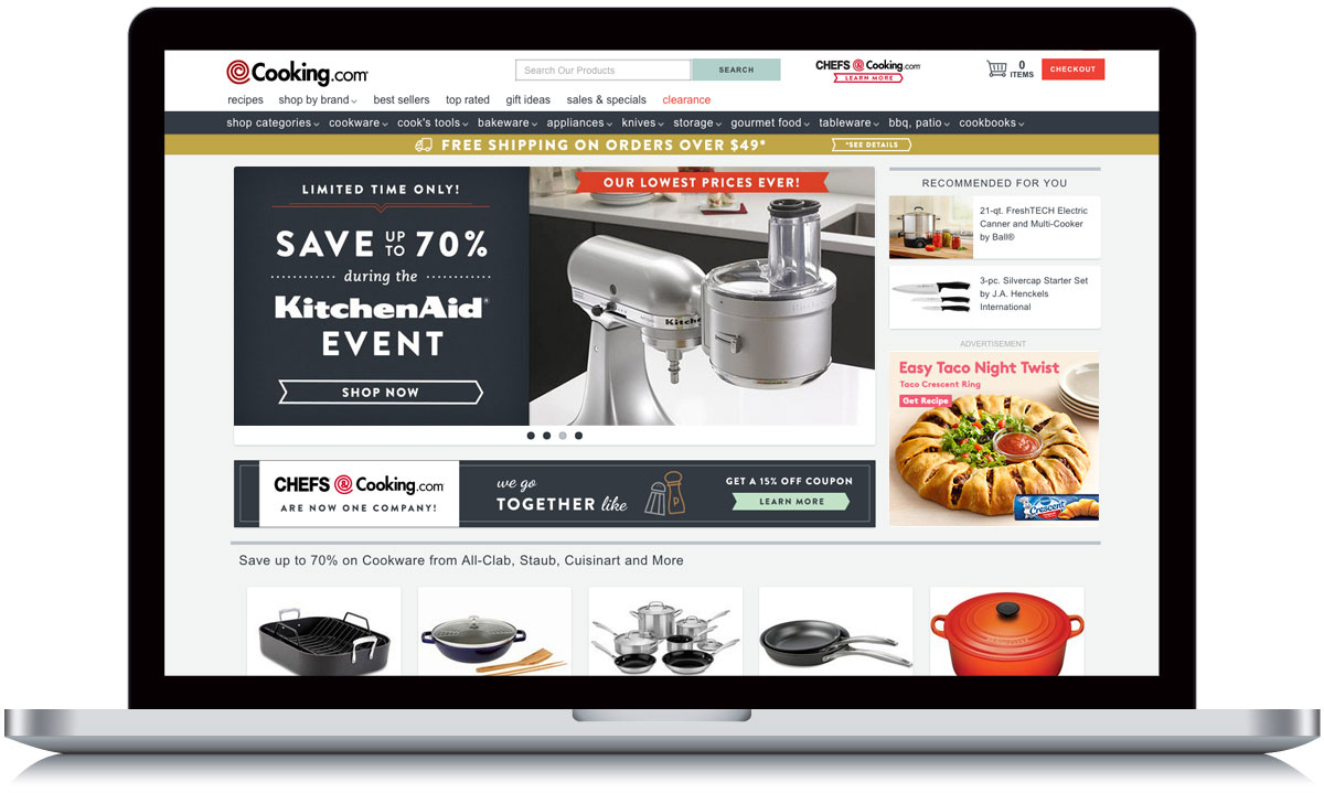 Cooking.com Shopping Homepage