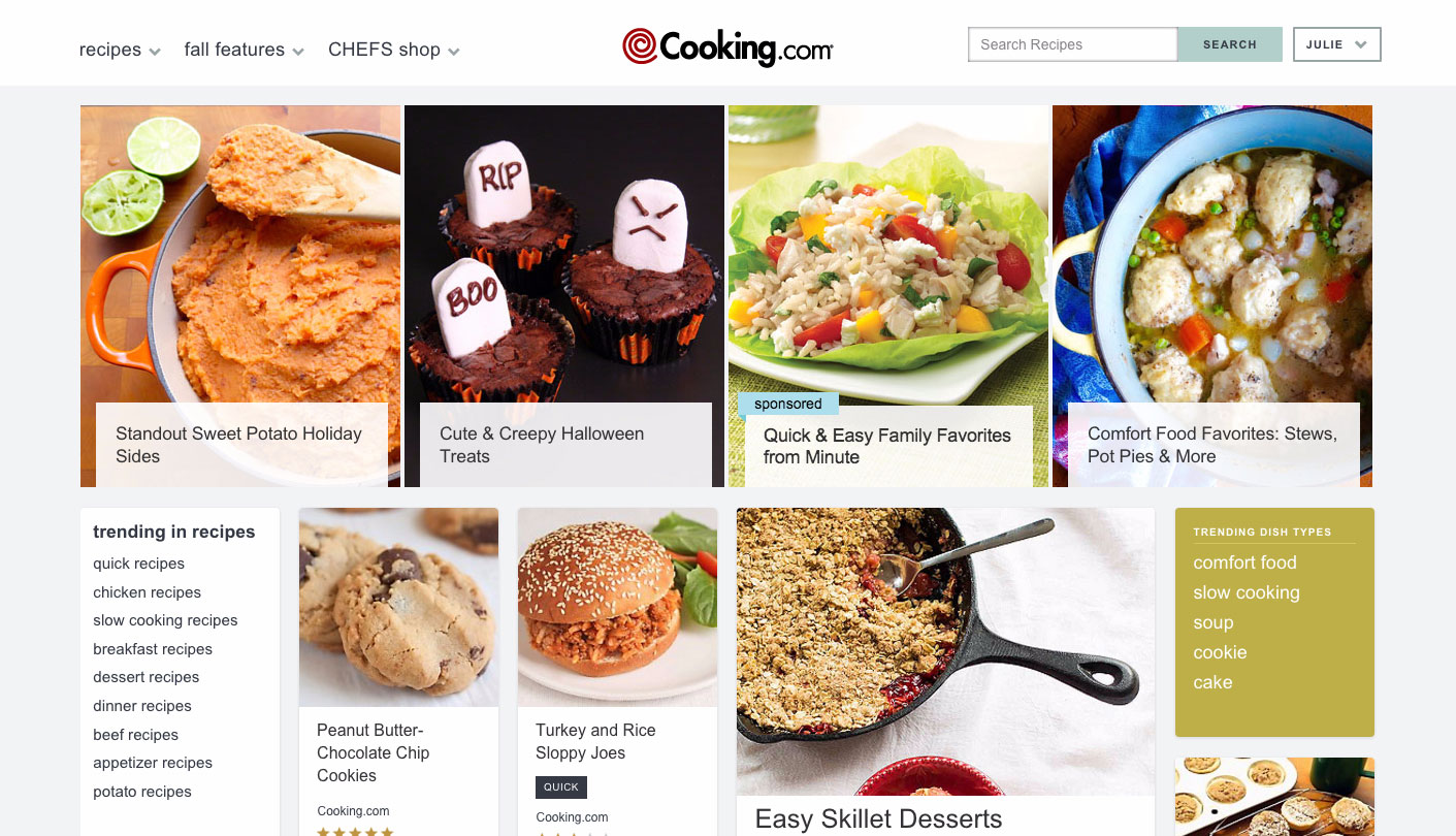 Cooking.com Recipe Homepage