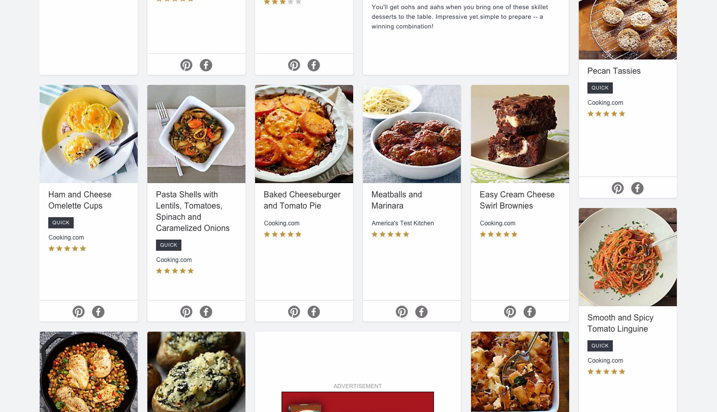 Cooking.com Recipe Homepage