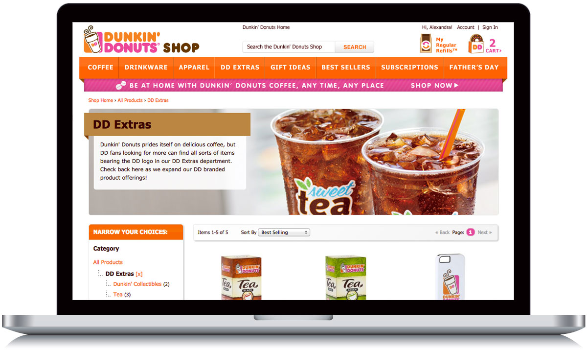 Dunkin' Donuts Department Page
