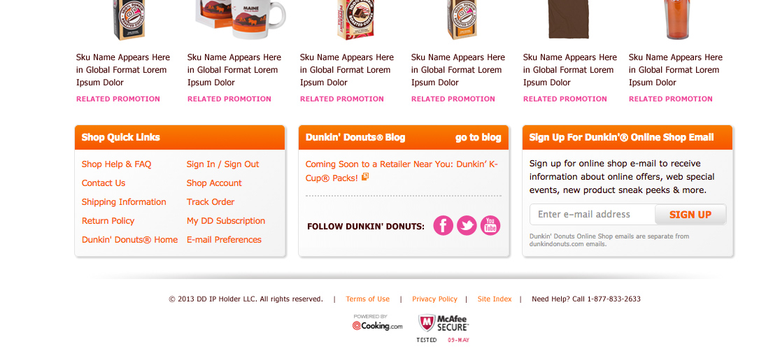Dunkin' Donuts Shop Homepage