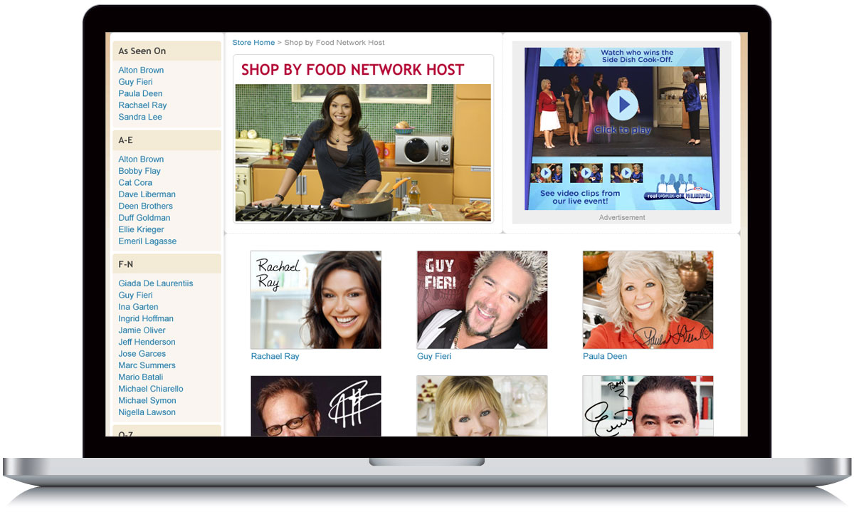 Food Network Shop by Host Page