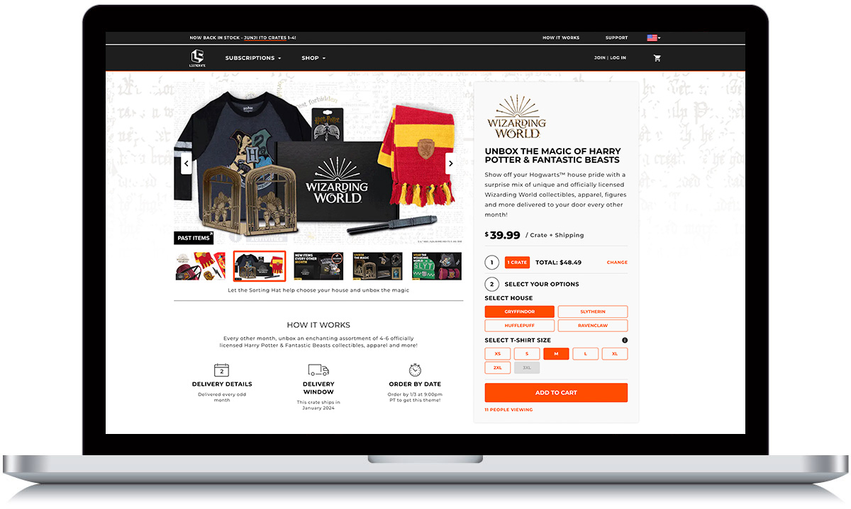 Loot Crate Website Product Detail Page