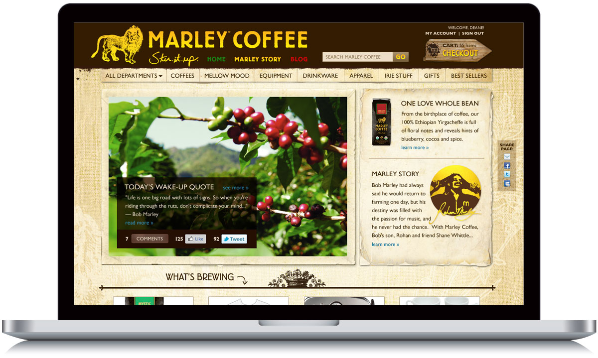 Marley Coffee Homepage