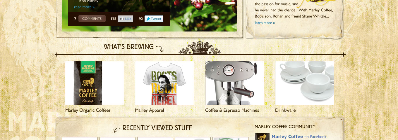 Marley Coffee Homepage