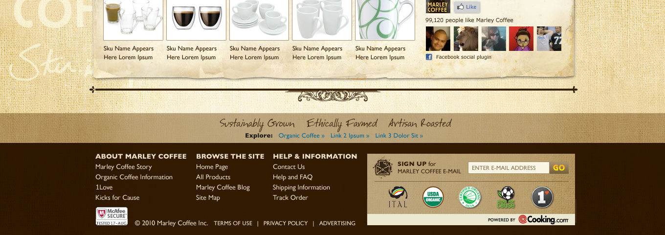 Marley Coffee Homepage