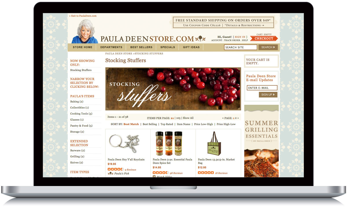 Paula Deen Store Department Page