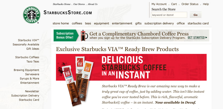 Starbucks Store VIA Coffee